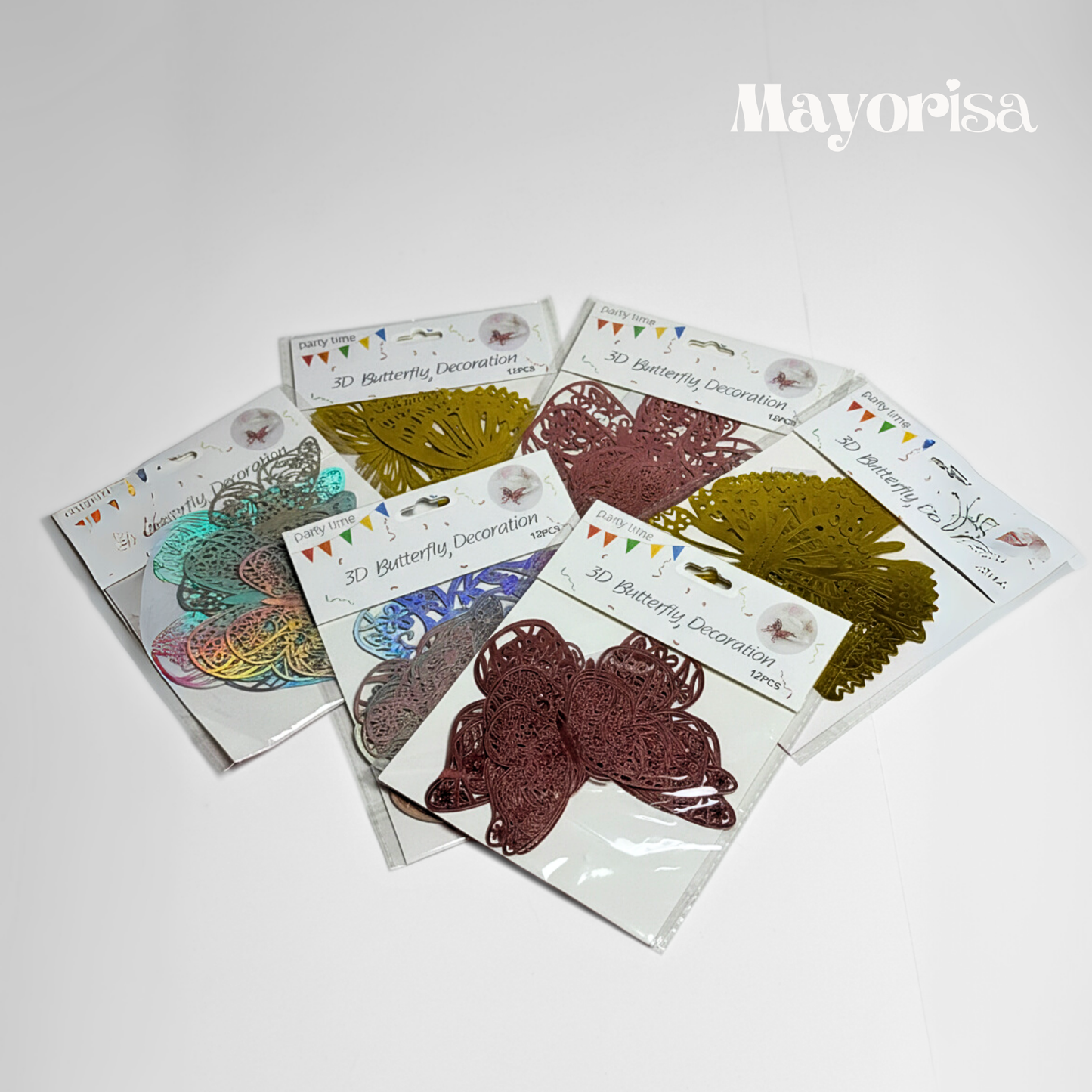 Mariposas Decorativas 3D (Paquete x12) | Dorado, Rosado y Plateado