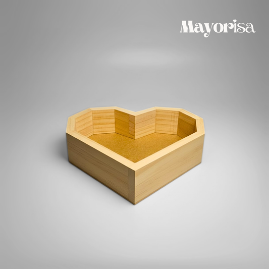 Caja de Pino en Forma de Corazón para Arreglos y Regalos | 3 Tamaños