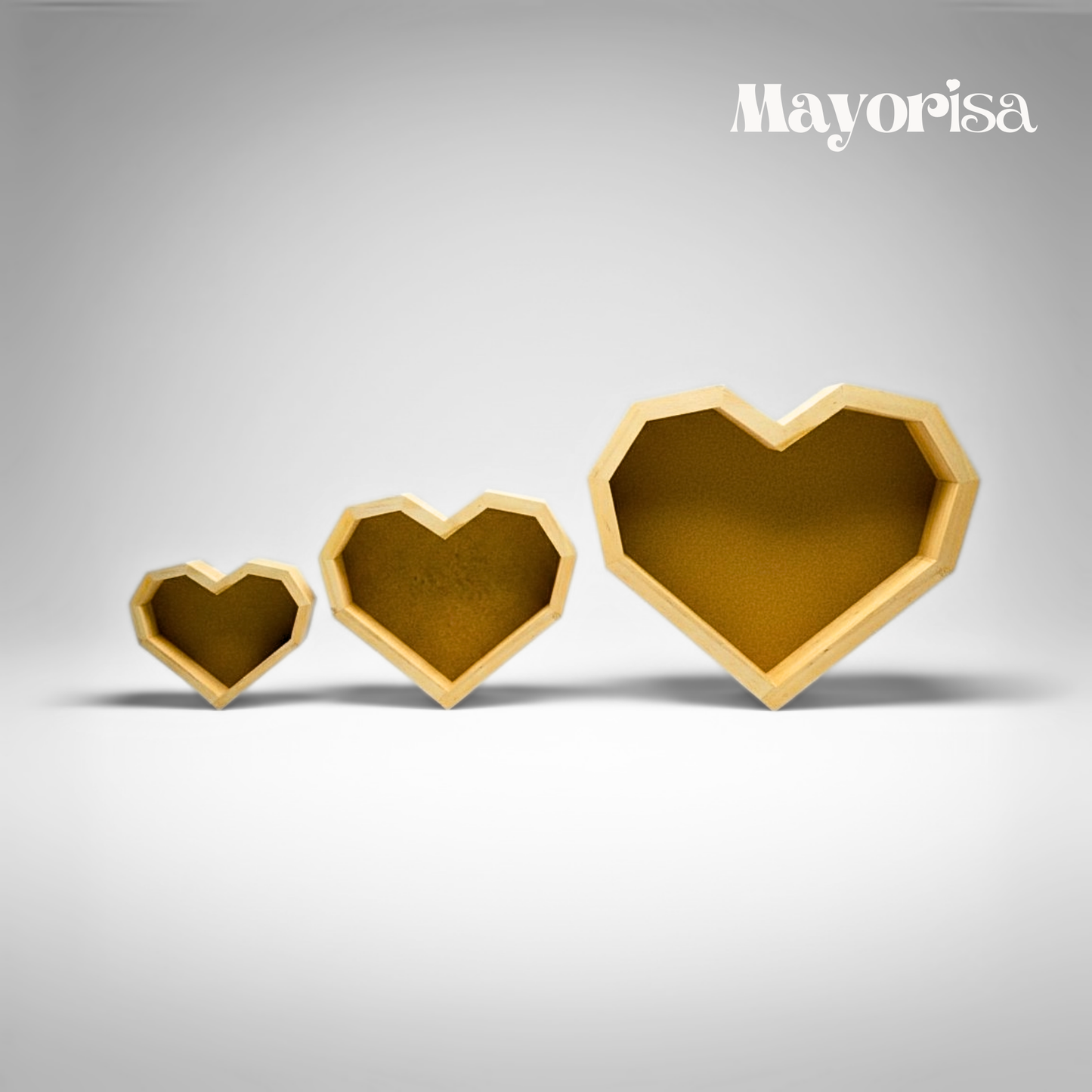 Caja de Pino en Forma de Corazón para Arreglos y Regalos | 3 Tamaños