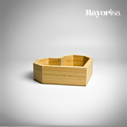 Caja de Pino en Forma de Corazón para Arreglos y Regalos | 3 Tamaños
