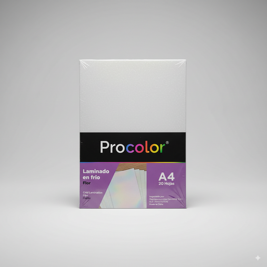 Láminas de Laminado en Frío Procolor A4 (Paquete x20) | Acabado Brillante y Mate
