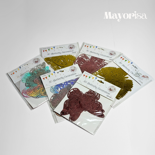Mariposas Decorativas 3D (Paquete x12) | Dorado, Rosado y Plateado