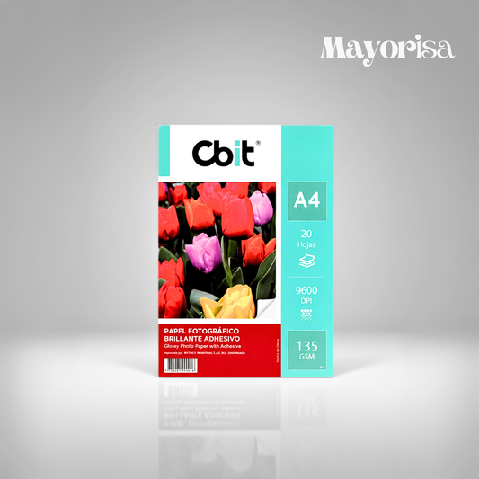 Papel Fotográfico Adhesivo Glossy CBIT A4 (135g) | Paquetes de 20 y 100 Hojas