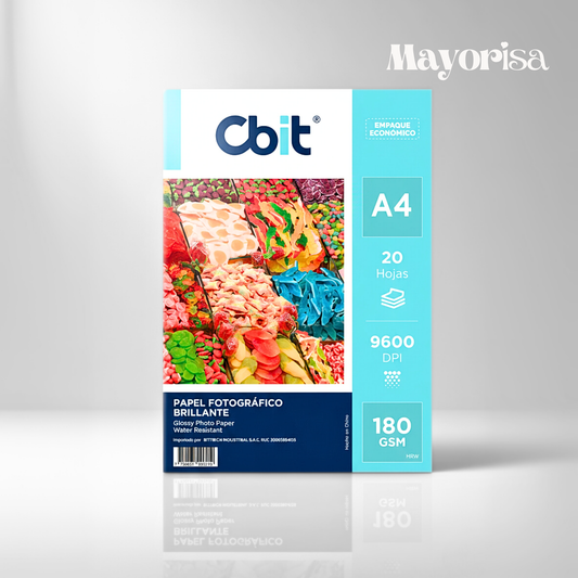 Papel Fotográfico Glossy CBIT A4 (180g) | Paquetes de 20 y 100 Hojas